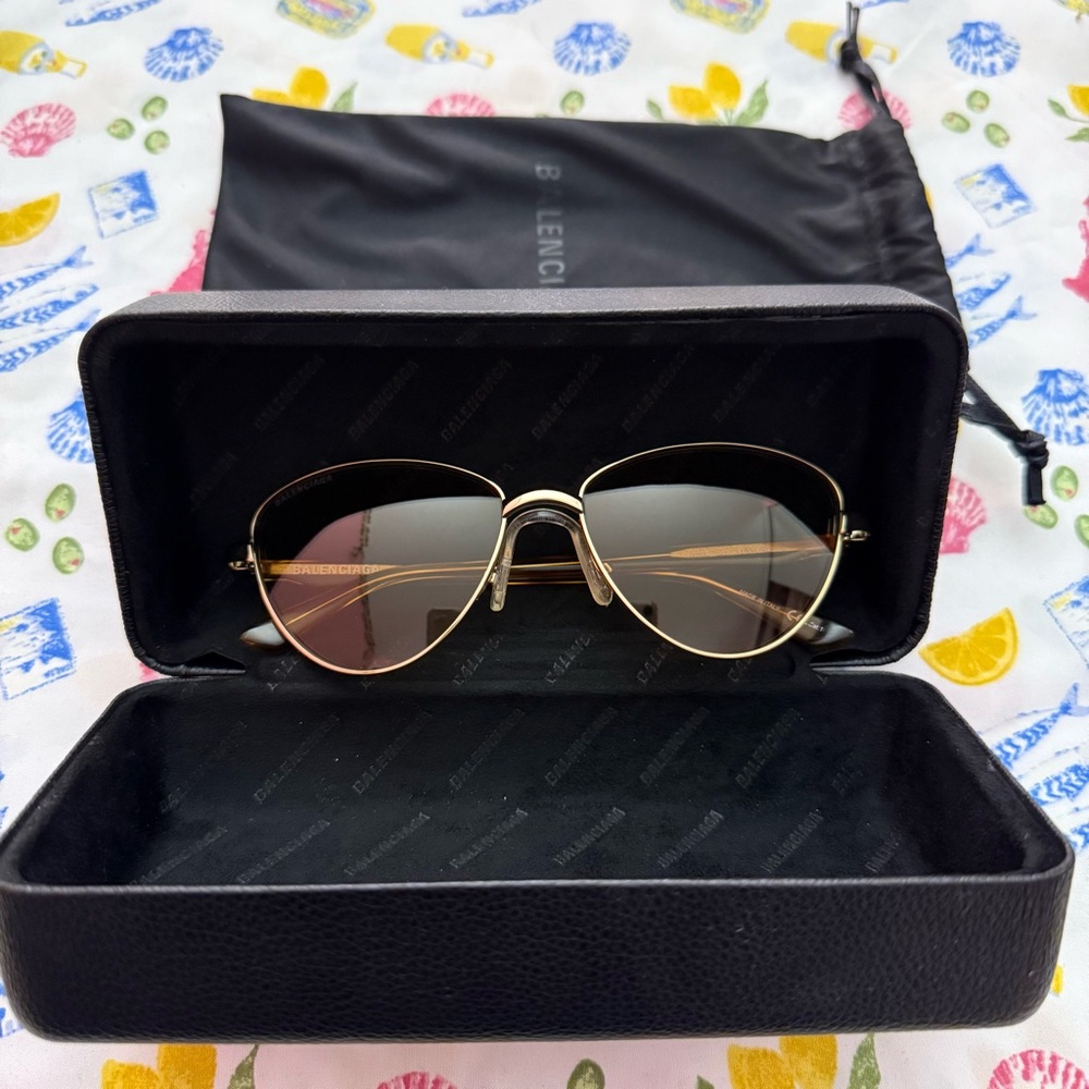 Balenciaga Gold Aviator Cat Eye Sunglasses Timeless Design